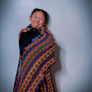 Colorful Chevron Knit Blanket